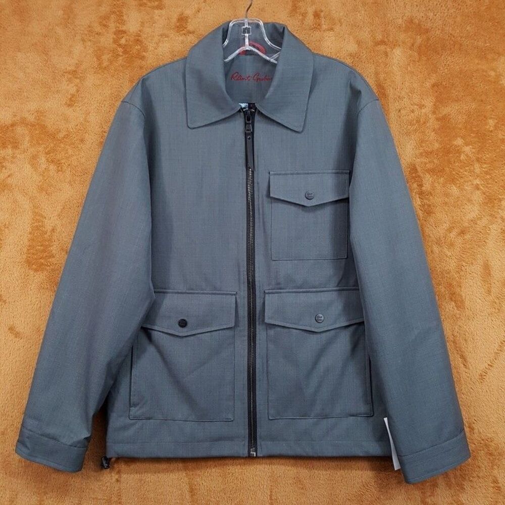 ROBERT GRAHAM Jacket Mens Medium Grey Zip Up Utility Pockets Lined